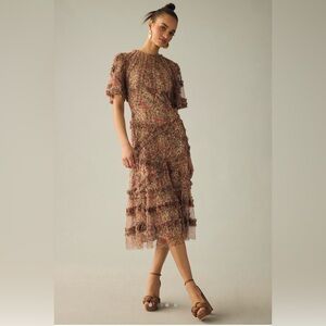Anthropologie Mesh Ruffle Dress